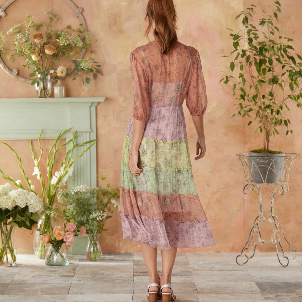 Johnny Was “Liza” SILK midi dress. New with tags.